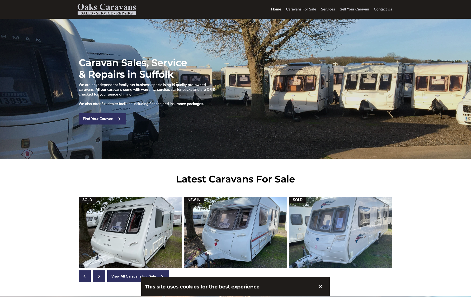 Oaks Caravan Sales - Webflow Build